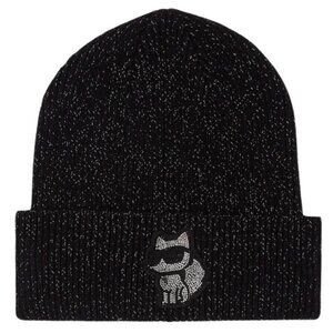 KARL LAGERFELD - CHOUPETTE LUREX TOQUE -  BLACK - NWT